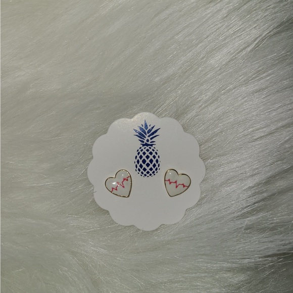 Heartbeat Enamel Stud Earrings - Picture 3 of 3